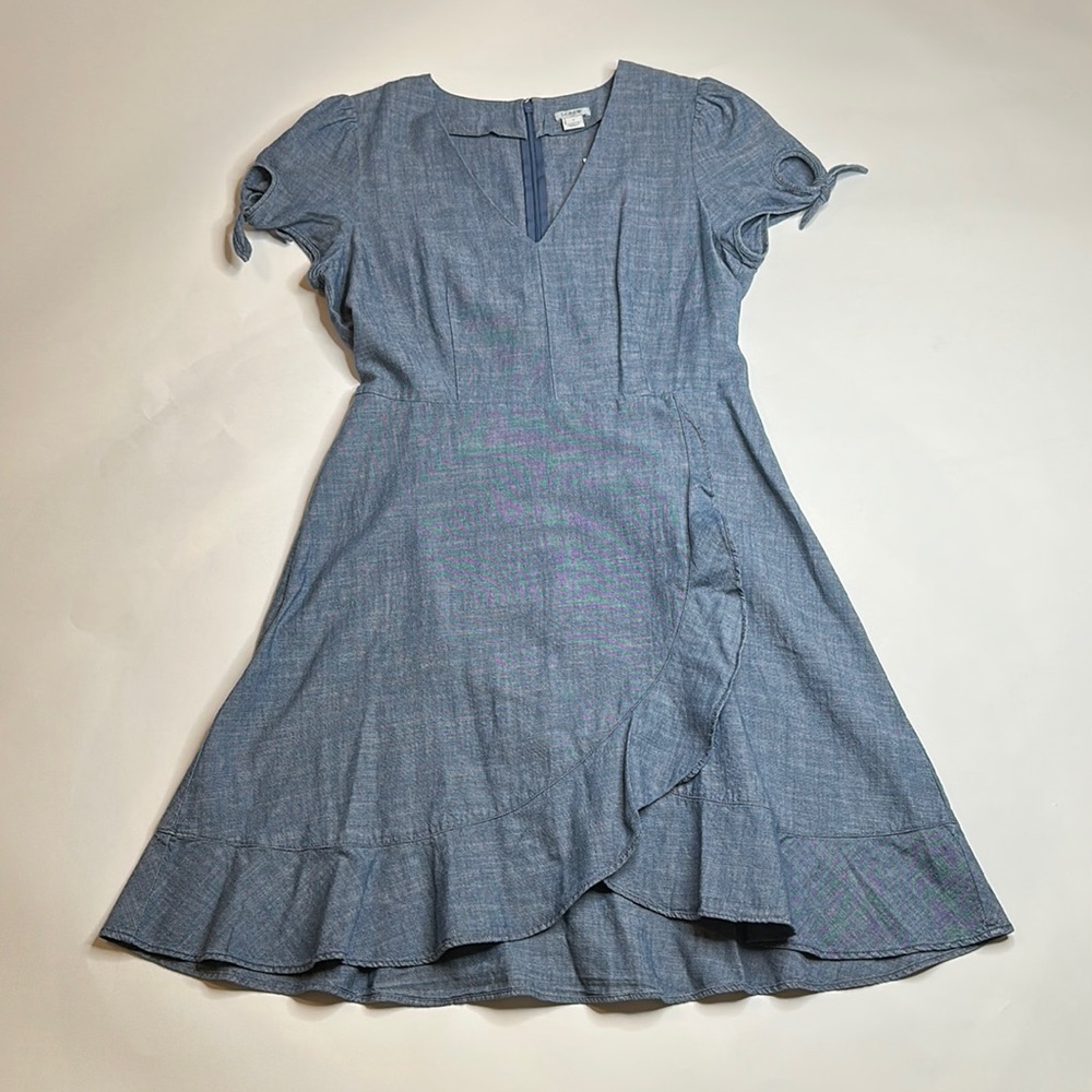 NWT JCrew chambray ruffle dress, Size 6